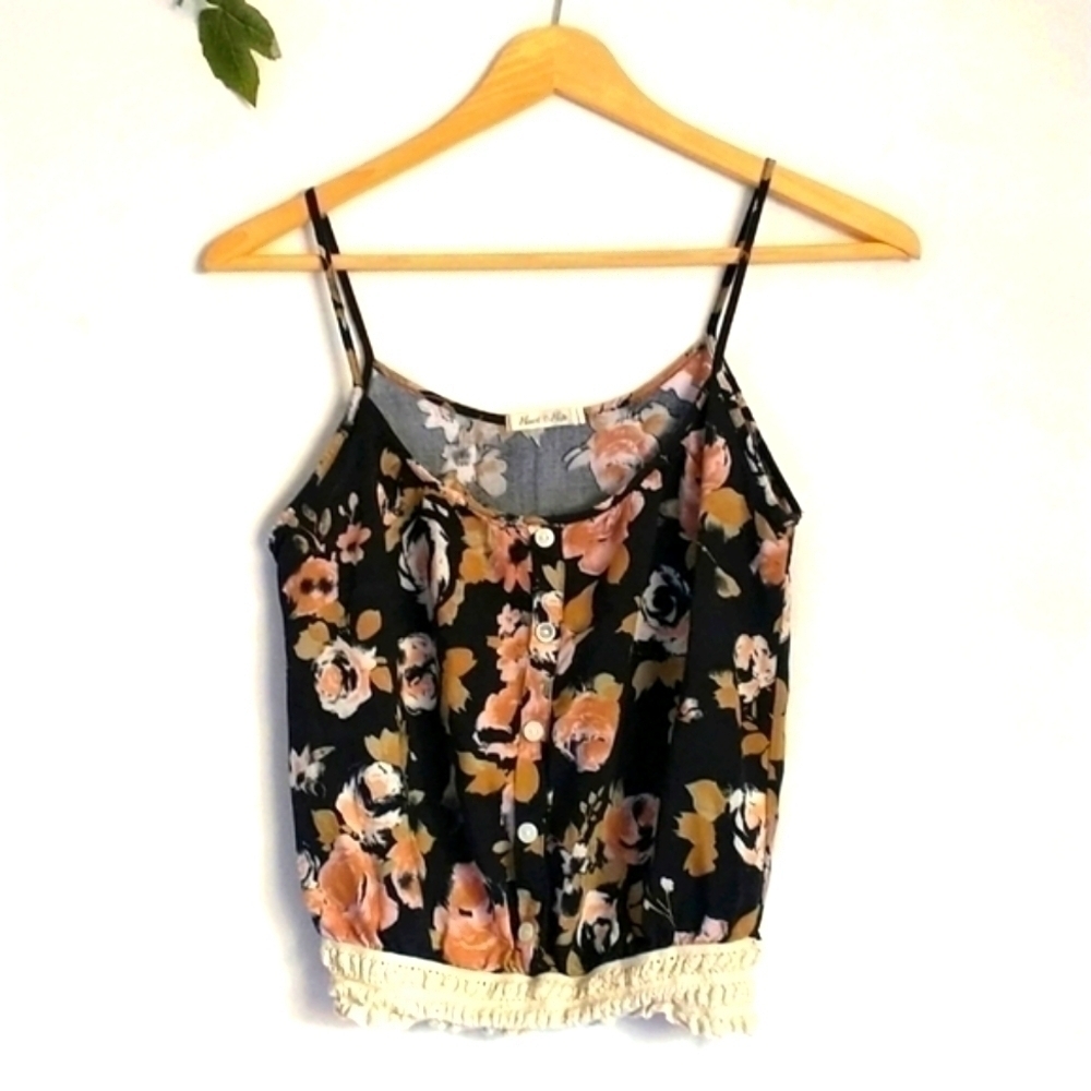 Heart & Hips Floral Crop Top Tank Fairycore Cottagecore Blouse Size Small